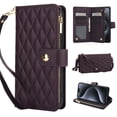thumbnail image 1 of for iPhone 14 Plus Wallet Case with Zipper Pocket, RFID Blocking Card Slots, PU Leather Magnetic Clasp Kickstand Crossbody & Wrist Strap Rugged Protective Cover for iPhone 14 Plus, Darkpurple, 1 of 11