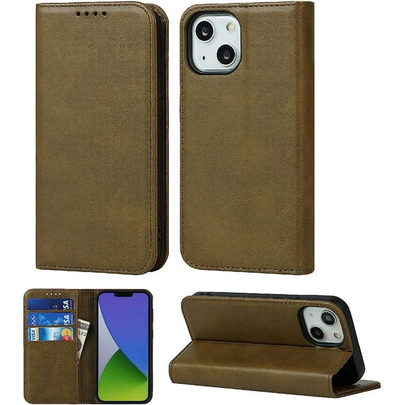 for iPhone 14 Plus Wallet Folio Phone Case with Card Holder 6.7 Inch,Premium PU Leather Magnetic Full Protection Shockproof Phone Case for Women & Men for iPhone 14 Plus 5G 2022 -Green