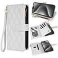 thumbnail image 1 of for iPhone 14 Plus Wallet Phone case with Card Holder,Phone case RFID Blocking PU Leather Flip Shockproof Cover with Hand Strap Zipper Credit Card Holder Slots for Women Men,White, 1 of 6