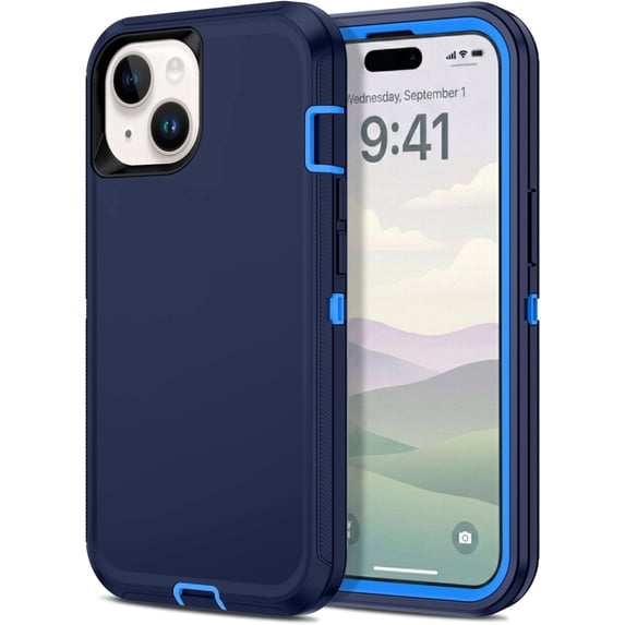 iPhone 14 Plus / iPhone 15 Plus Case Cover Dual Layer Rugged / Heavy Duty / Shockproof 6.7" Navy
