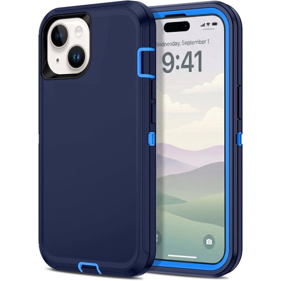iPhone 14 Plus / iPhone 15 Plus Case Cover Dual Layer Rugged / Heavy Duty / Shockproof 6.7" Navy