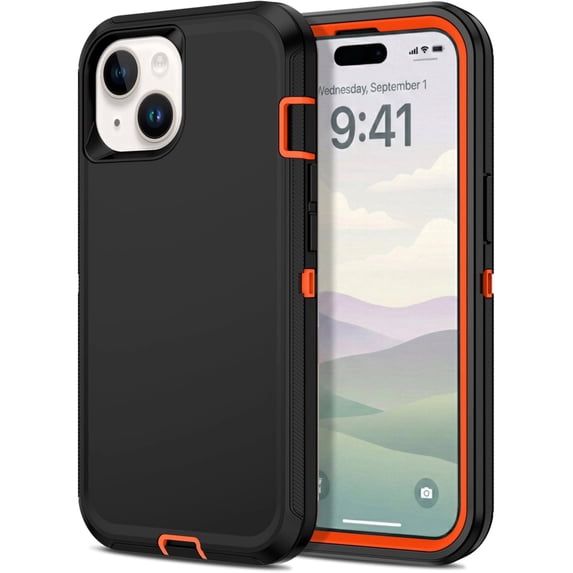 iPhone 14 Plus / iPhone 15 Plus Case Cover Dual Layer Rugged / Heavy Duty / Shockproof 6.7" Orange