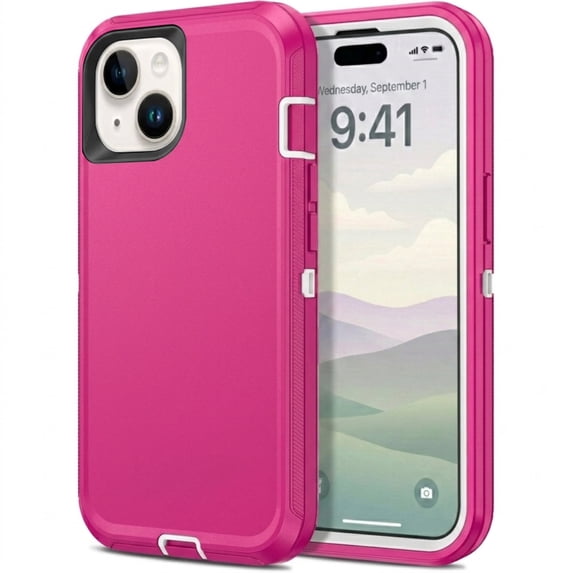 iPhone 14 Plus / iPhone 15 Plus Case Cover Dual Layer Rugged / Heavy Duty / Shockproof 6.7" Pink