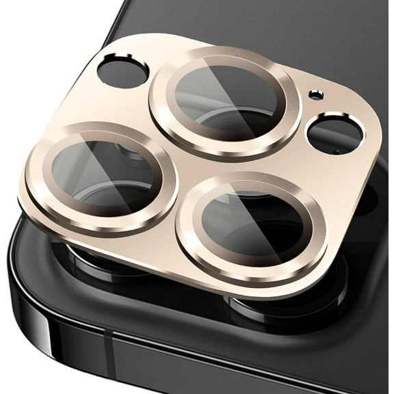 for iPhone 14 Pro/14 Pro Max Camera Lens Protector,Tempered Glass Alloy Metal Full Coverage Anti Scratch Camera Lens Protector for iPhone 14 Pro 6.1/14 Pro Max 6.7(Gold)