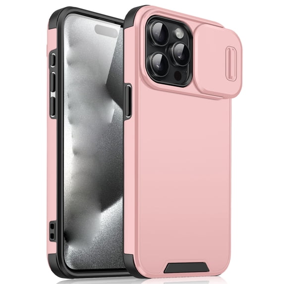 for iPhone 14 Pro 2-in-1 Phone Case, with Sliding Camera Lens Cover Military Grade Non-Slip Anti-fall Shockproof Heavy Duty Non-slip Protective Phone Case Cover for iPhone 14 Pro,Pink