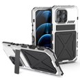 thumbnail image 1 of for iPhone 14 Pro 6.1" Case, Military Grade Drop Proof Protection Mobile Phone Cover with Kickstand | Rugged Shockproof Matte Textured Sturdy Phone Bumper with Screen Protector, Silver, 1 of 7