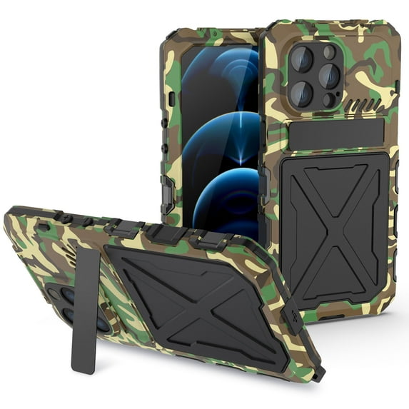 for iPhone 14 Pro 6.1" Case, Military Grade Drop Proof Protection Mobile Phone Cover with Kickstand | Rugged Shockproof Matte Textured Sturdy Phone Bumper with Screen Protector, Green
