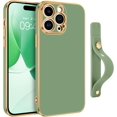 thumbnail image 1 of for iPhone 14 Pro Case, 14 Pro Phone Case with Adjustable Wristband Kickstand Anti-Scratch Shockproof Slim Fit Soft TPU Protective Cover for iPhone 14 Pro 6.1"-Matcha Green, 1 of 14