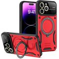 thumbnail image 1 of for iPhone 14 Pro Case with 360° Rotatable Magnetic Ring Stand, Large Window Design Compatible with Magsafe, -Grade Protection Shockproof Phone Cover for Women Men, Red, 1 of 15