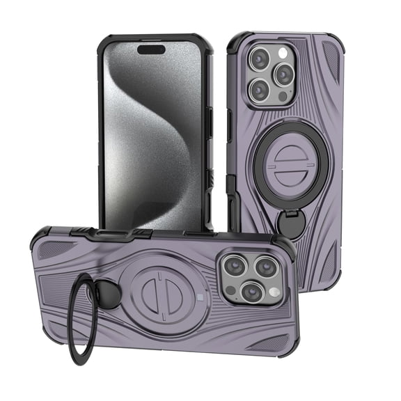 for iPhone 14 Pro Case with 360°Spin Invisible Magnetic Stand, Support Wireless Charging, Hybrid Protective Slim Fit Shockproof Heavy Duty Protection Cover for iPhone 14 Pro, Purple