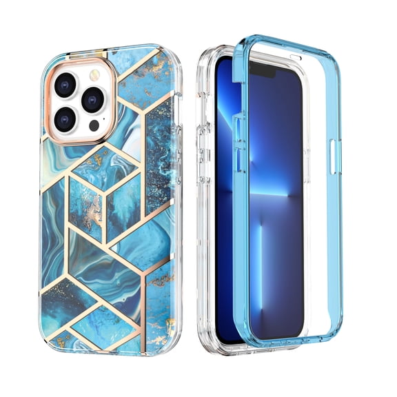 for iPhone 14 Pro Case Built in Screen Protector Heavy Duty High Impact Hard PC TPU Bumper Full Body Protective Shockproof Anti-Scratch Cover for Apple iPhone 14 Pro 6.1 inch,Blue