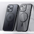 thumbnail image 1 of for iPhone 14 Pro Case, Built-in Magnetic Ring, Compatible with Magsafe Charger, Shockproof Anti-Scratch Drop Protection Translucent Matte Phone Case Cover for iPhone 14 Pro, Black, 1 of 9