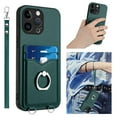 thumbnail image 1 of for iPhone 14 Pro Case, Card Holder Wallet Case, Ring Holder Stand, Wrist Hand Strap, PU Leather Anti-Scratch Shockproof Protective Flip Phone Cover for iPhone 14 Pro Case, Green, 1 of 7