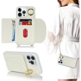 thumbnail image 1 of for iPhone 14 Pro Case with Card Holder for Women,for iPhone 14 Pro Phone Case Wallet with Strap,Credit Card Holder,Ring Stand,Crossbody Lanyard,RFID Blocking Phone Cases 6.1''(White), 1 of 17