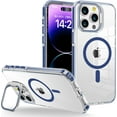 thumbnail image 1 of for iPhone 14 Pro Case Clear with Kickstand and Screen Protector - Compatible with Wireless Charging,21ft Military-Grade Drop TestedShockproof Slim Fit Magnetic Crystal Cover - Blue, 1 of 13