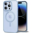 thumbnail image 1 of for iPhone 14 Pro Case Clear Magnetic Compatible with Magsafe, Thin Slim Transparent Non Yellowing, Hybird Soft Silicone Bumper & Hard Plastic Protective Cover for Women, Light Blue, 1 of 13