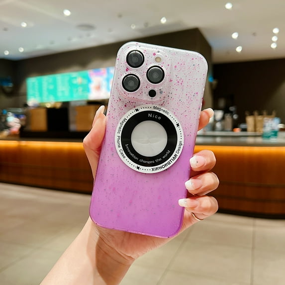 for iPhone 14 Pro Case Compatible with MagSafe, Cute Gradient Color Case for Women Girls Magnetic Case Soft TPU and PC Shockproof Back Slim Multicolor for iPhone 14 Pro - Purple