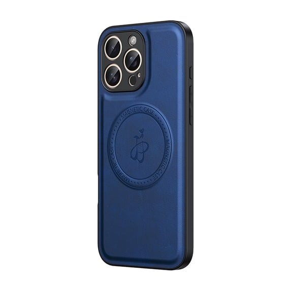 for iPhone 14 Pro Case Compatible with MagSafe, Magnetic Premium PU Leather Case, Ultra Slim Cover Shockproof Protective Wireless Charging Phone Case Designed for iPhone 14 Pro, Blue