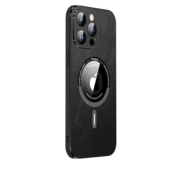 for iPhone 14 Pro Case, [Compatible with Magsafe] Elegant PU Leather Non-Slip Shockproof Protective Slim Fit Bumper Frame Magnetic Phone Case Cover for iPhone 14 Pro - Black