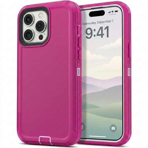 iPhone 14 Pro Case Cover Dual Layer Rugged / Heavy Duty / Shockproof 6.1" Pink