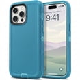 thumbnail image 1 of iPhone 14 Pro Case Cover Dual Layer Rugged / Heavy Duty / Shockproof 6.1" Teal, 1 of 5