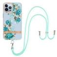 thumbnail image 1 of For iPhone 14 Pro Case with Crossbody Lanyard, Cute Flower Patterned Shockproof Cover with Hybrid Soft Crystal TPU Bumper, Adjustable Shoulder Neck Girls Women For iPhone 14 Pro,Blue Rose, 1 of 7