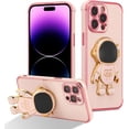 thumbnail image 1 of for iPhone 14 Pro Case Cute 6D Astronaut Case with Stand Function Luxury Plating Case Cover Slim Fit Soft TPU Shockproof Bumper Protective Electroplated Case for Girls Boys,6.1 inch,Pink, 1 of 12