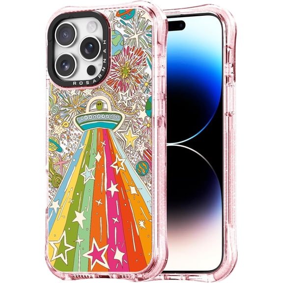 for iPhone 14 Pro Case Cute - Compatible with Magsafe - Military-Grade 20 ft Drop Protection Shockproof Phone Case - Funny ET Alien Design (6.9") Glitter Pink