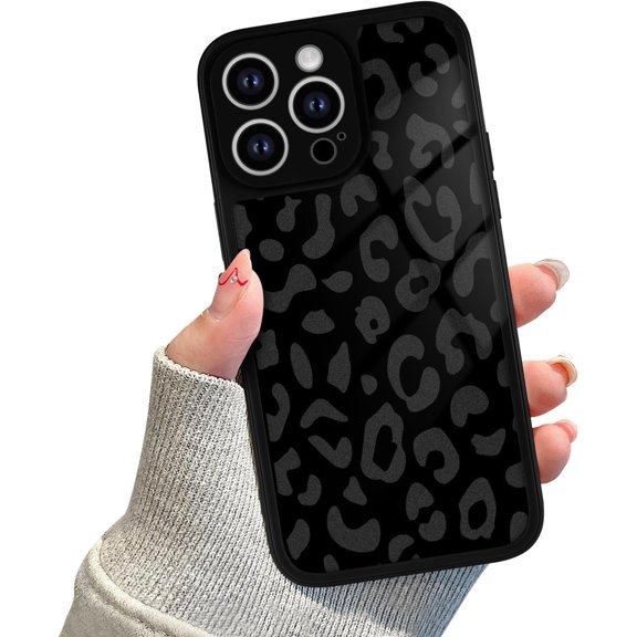 for iPhone 14 Pro Case, Cute Luxury Leopard Pattern Design Soft TPU Bumper Case for Girls Women Shockproof Full Camera Protective Case Cover for iPhone 14 Pro-Black