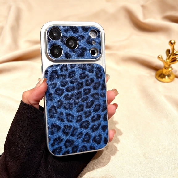 for iPhone 14 Pro Case, Cute Luxury Leopard Print Pattern Design Case for Women Men Girls, Fashionable Chic Shockproof Anti-Scratch Protection Phone Case Cover for iPhone 14 Pro, Blue