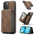 thumbnail image 1 of For iPhone 14 Pro Case, Detachable 2 in 1 PU Leather Zipper Wallet Case for Women Men with RFID Blocking Removable Card Holder Slot Magnetic Closure Shockproof Protective Phone Cover,Brown, 1 of 14