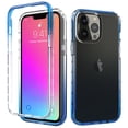 thumbnail image 1 of iPhone 14 Pro Case, Full Body Clear Bumper Protection Case [with Screen Protector] Hybrid Back Silicone Rubber TPU Bumper Gradient Phone Case for Apple iPhone 14 Pro - Blue, 1 of 7