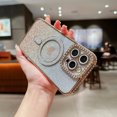 thumbnail image 1 of iPhone 14 Pro Case Glitter Bling for Girls Women, Gradient Color Cute Heart Sparkle Magnetic Cover Compatible with Magsafe Fashionable Slim Fit Clear Phone Case for iPhone 14 Pro, Gold, 1 of 7