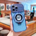 thumbnail image 1 of for iPhone 14 Pro Case with Glitter Paper & Magnetic Stand, [Compatible with MagSafe] Luxury Plating Kickstand Shockproof Soft TPU Full Camera Lens Protection Phone Case - Blue, 1 of 9