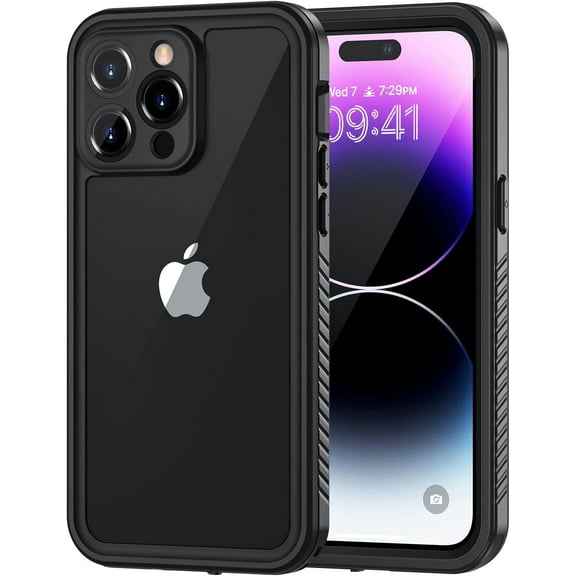 for iPhone 14 Pro Case, IP68 Waterproof Dustproof Case with Built-in Screen Protector, Rugged Full Body Shockproof Phone Cover for iPhone 14 Pro, 6.1 inch (Black)