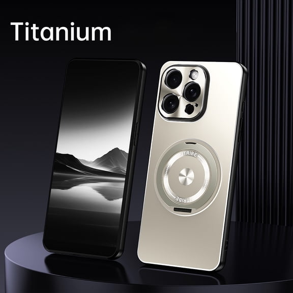 for iPhone 14 Pro Case with Invisible Magnetic O-Ring Stand Military-Grade Drop Protection Case [Compatible with Mag-Safe] Support Car Mount for iPhone 14 Pro, Titanium