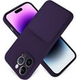 thumbnail image 1 of iPhone 14 Pro Case Liquid Silicone Card Slot Soft Screen Protector Cover Shockproof Anti Scratch Microfiber Lining Full Body Protection Shell for iPhone 14 Pro- Purple, 1 of 12