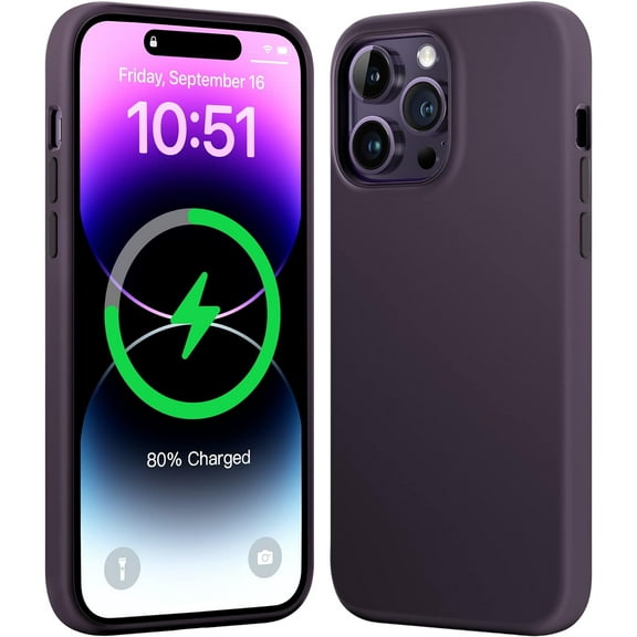 for iPhone 14 Pro Case for MagSafe, Soft Silicone Rubber Phone Cases for Apple iPhone 14 Pro with Built-in Magnets and Microfiber Lining for More Protection - Purple