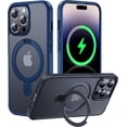 thumbnail image 1 of for iPhone 14 Pro Case with Magnetic Invisible Stand [Military Drop Protection] [Compatible with MagSafe] Shockproof Slim Translucent Matte Ring Holder Phone Case for Men Women 6.1 Inch, Blue, 1 of 7