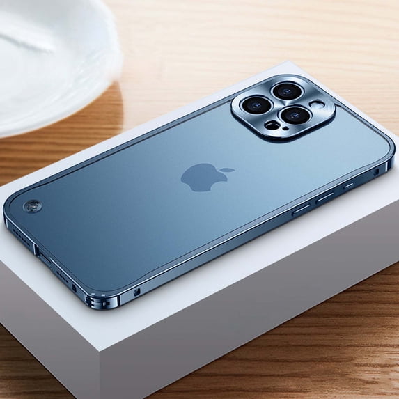for iPhone 14 Pro Case Matte Translucent , Metal Camera Protection Frame, Anti-Fingerprint Frosted Hard Plastic & Metal Bumper, Slim Thin Smooth Shockproof Anti-fall Phone Cover,Blue