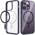 thumbnail image 1 of for iPhone 14 Pro Case (Not for iPhone 14 Pro Max), Magnetic Case with Built in Magnets, Clear Slim Resist Scratches Drop Protection Bumper Case for iPhone 14 Pro - Dark Purple, 1 of 16