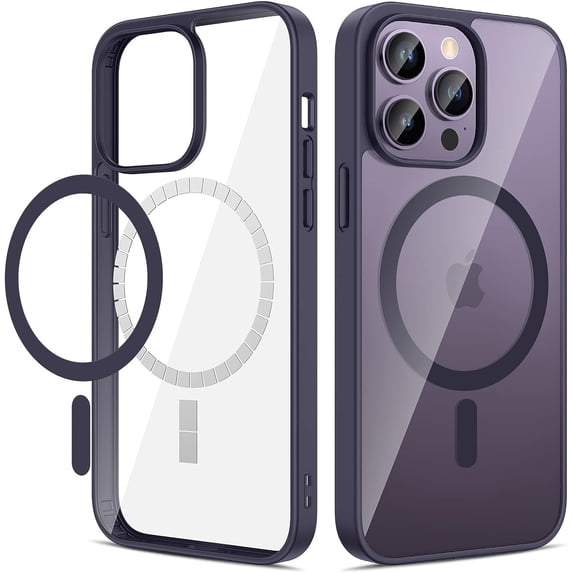 for iPhone 14 Pro Case (Not for iPhone 14 Pro Max), Magnetic Case with Built in Magnets, Clear Slim Resist Scratches Drop Protection Bumper Case for iPhone 14 Pro - Dark Purple