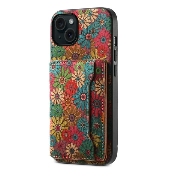 For iPhone 14 Pro Case, PU Leather Designing Flowers Wallet Case for Women Men with RFID Blocking Card Holder Slot Magnetic Closure Shockproof Protective Phone Case Cover,Spring