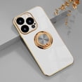 thumbnail image 1 of for iPhone 14 Pro Case with Ring Holder, 360 Rotatable Magnetic Kickstand Support Car Mount Slim Shockproof for Women Men Protective Phone Case for iPhone 14 Pro 6.1", Milky White/Gold, 1 of 8