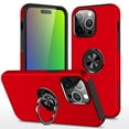 thumbnail image 1 of for iPhone 14 Pro Case with Ring Stand, 360° Rotatable Ring Holder Magnetic Kickstand, 2-Layer Heavy Duty Shockproof Rugged Hybrid Hard PC Soft Rubber Case for iPhone 14 Pro, Red, 1 of 7