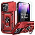 thumbnail image 1 of for iPhone 14 Pro Case with Screen Protector - Slide Camera Cover Phone Case with Ring Stand, Heavy Duty Military Grade Shockproof Rugged Bumper for iPhone 14 Pro Accessories Red, 1 of 13