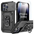 thumbnail image 1 of for iPhone 14 Pro Case with Screen Protector - Slide Camera Cover Phone Case with Ring Stand, Heavy Duty Military Grade Shockproof Rugged Bumper for iPhone 14 Pro Accessories Black, 1 of 7