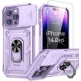 thumbnail image 1 of for iPhone 14 Pro Case with Screen Protector - Slide Camera Cover Phone Case with Ring Stand, Heavy Duty Military Grade Shockproof Rugged Bumper for iPhone 14 Pro Accessories Purple, 1 of 14