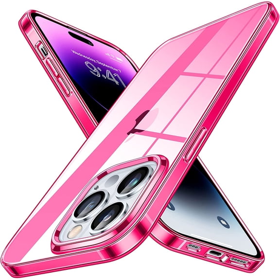 for iPhone 14 Pro Case, [Showcase Personality] [10 FT  Drop Protection] Slim Fit Yet Protective Shockproof Bumper with Airbag Case Cover 6.1 Inch- Fluorescent Pink