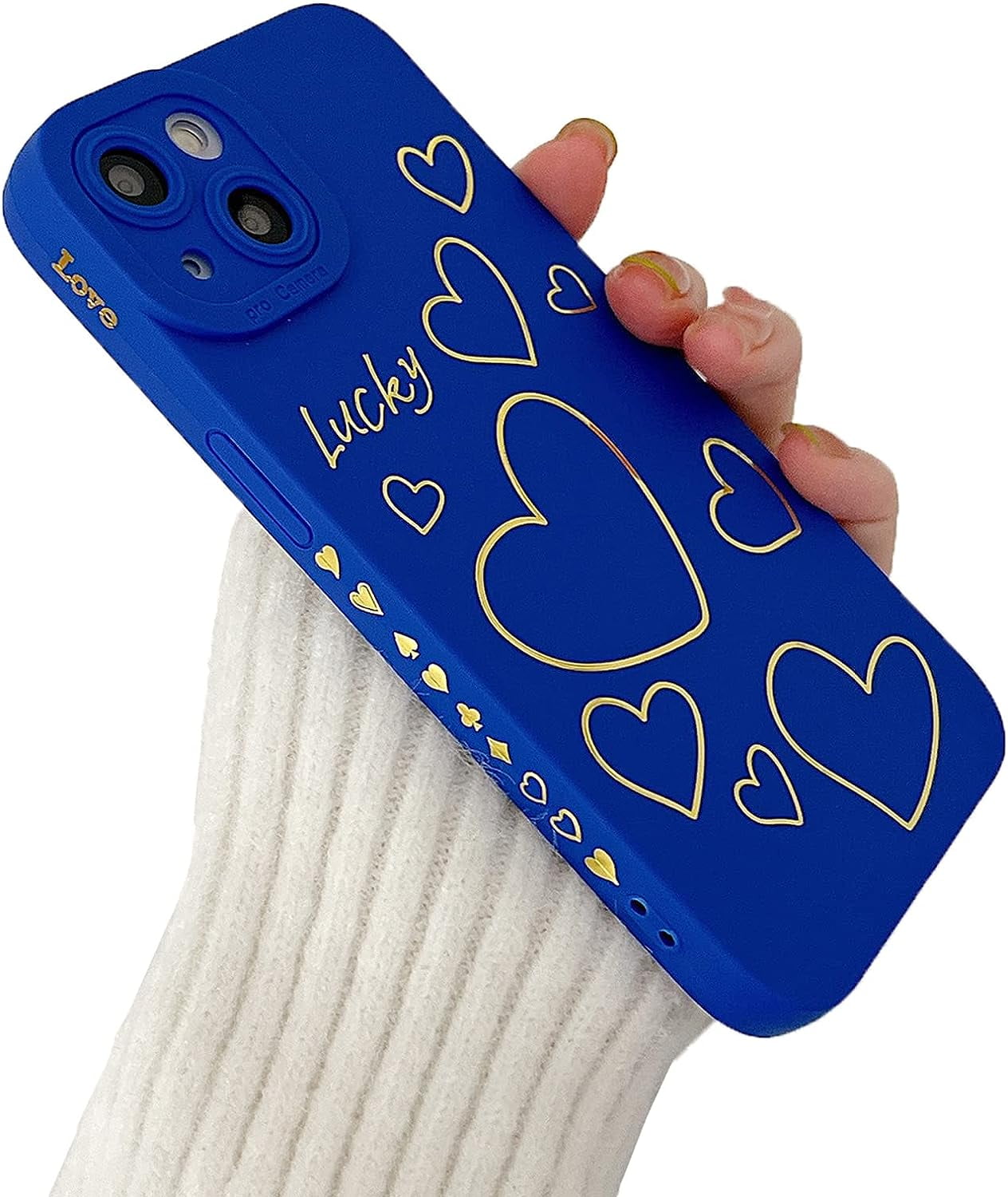 for iPhone 14 Pro Case, Side&Back Cute Plated Love Heart Case for Women